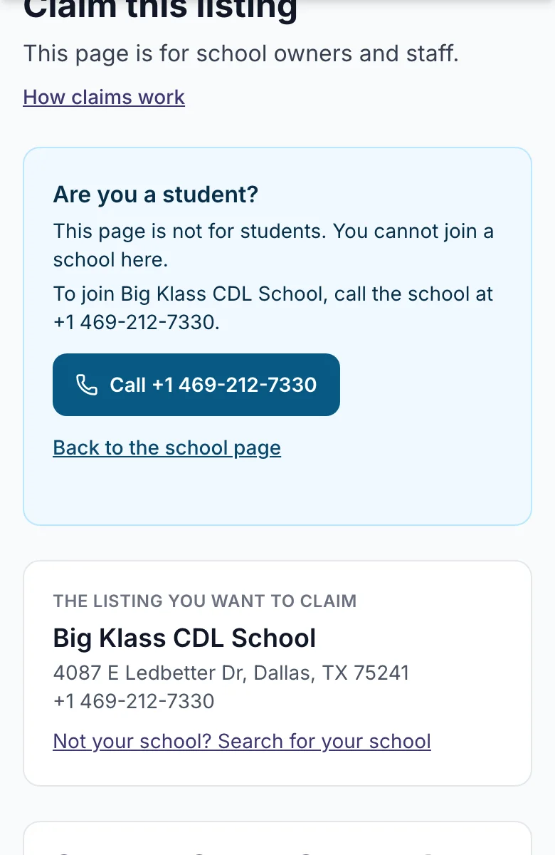 The claim page after sending, with the message that our team has the claim